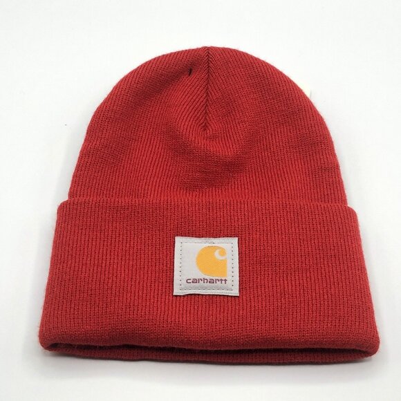 NWT Carhartt A18 Knit Cuffed Beanie Cap 100% Acrylic Hat Made in USA A18-R99 New - Picture 2 of 7